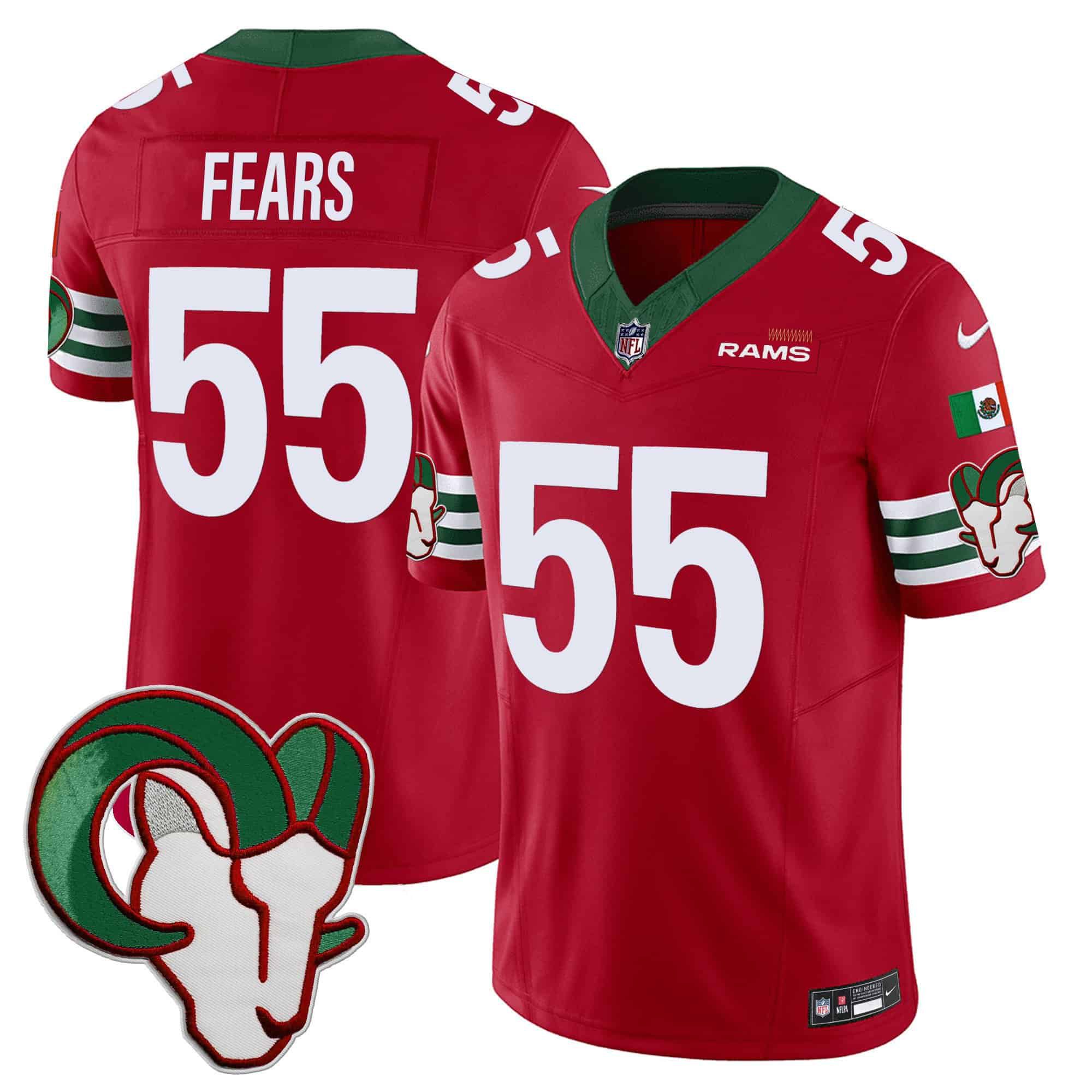 Men Los Angeles Rams #55 Fears Red 2024 Nike Mexico Vapor Limited NFL Jersey style 1